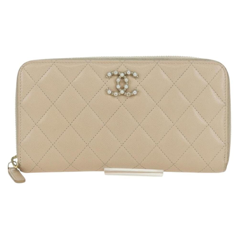 Chanel Lambskin Long Wallet Beige